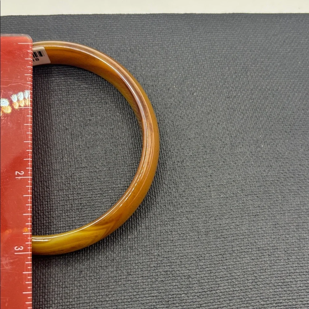 Glass Carmel Brown Agate Bangle Bracelet Swirl design boho vintage style NWT